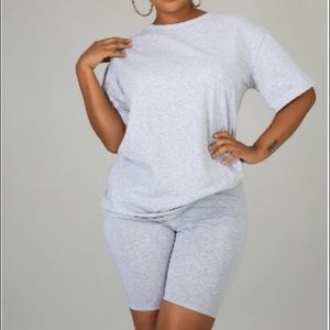 MELONIE GRAY TWO PIECE SHORTS SET